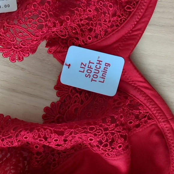 NWT Size 36C Liz Claiborne Red Bra Soft Touch Lining Full Support - Picture 8 of 12